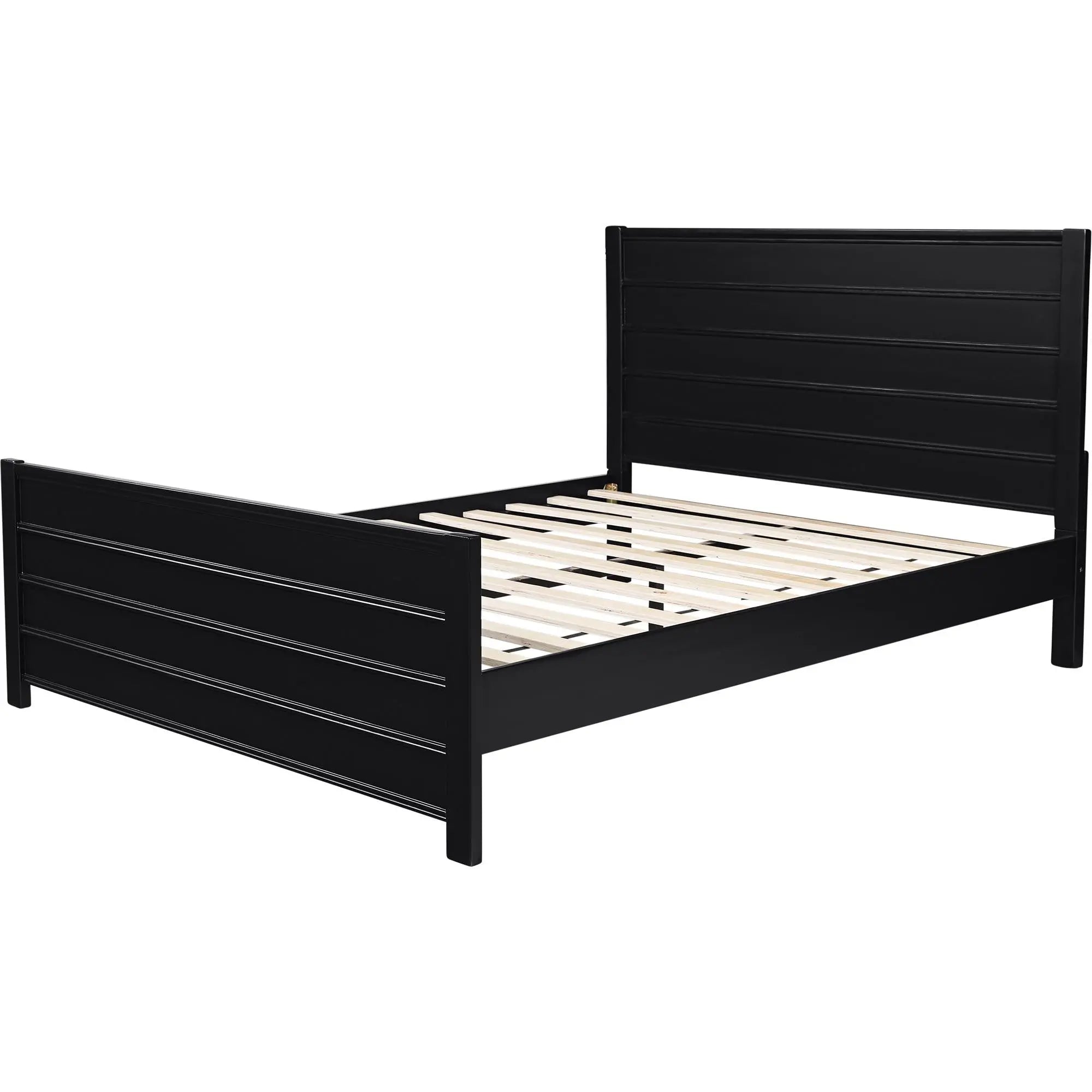 Black Solid Wood King Bed Frame Homeroots Bed & Bath