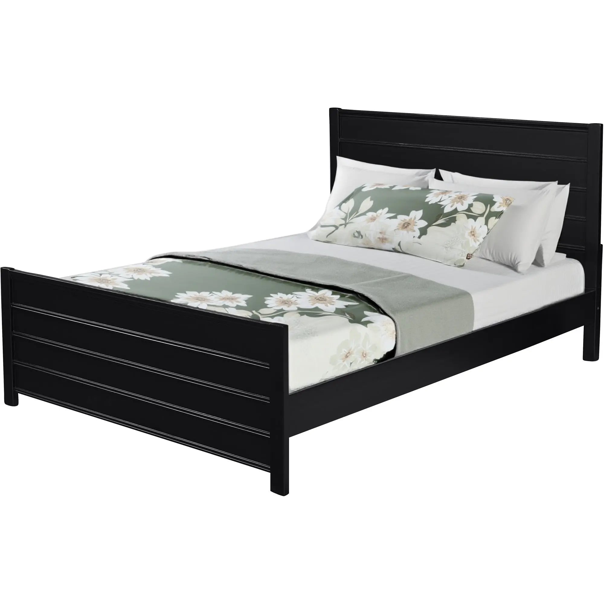 Black Solid Wood King Bed Frame Homeroots Bed & Bath