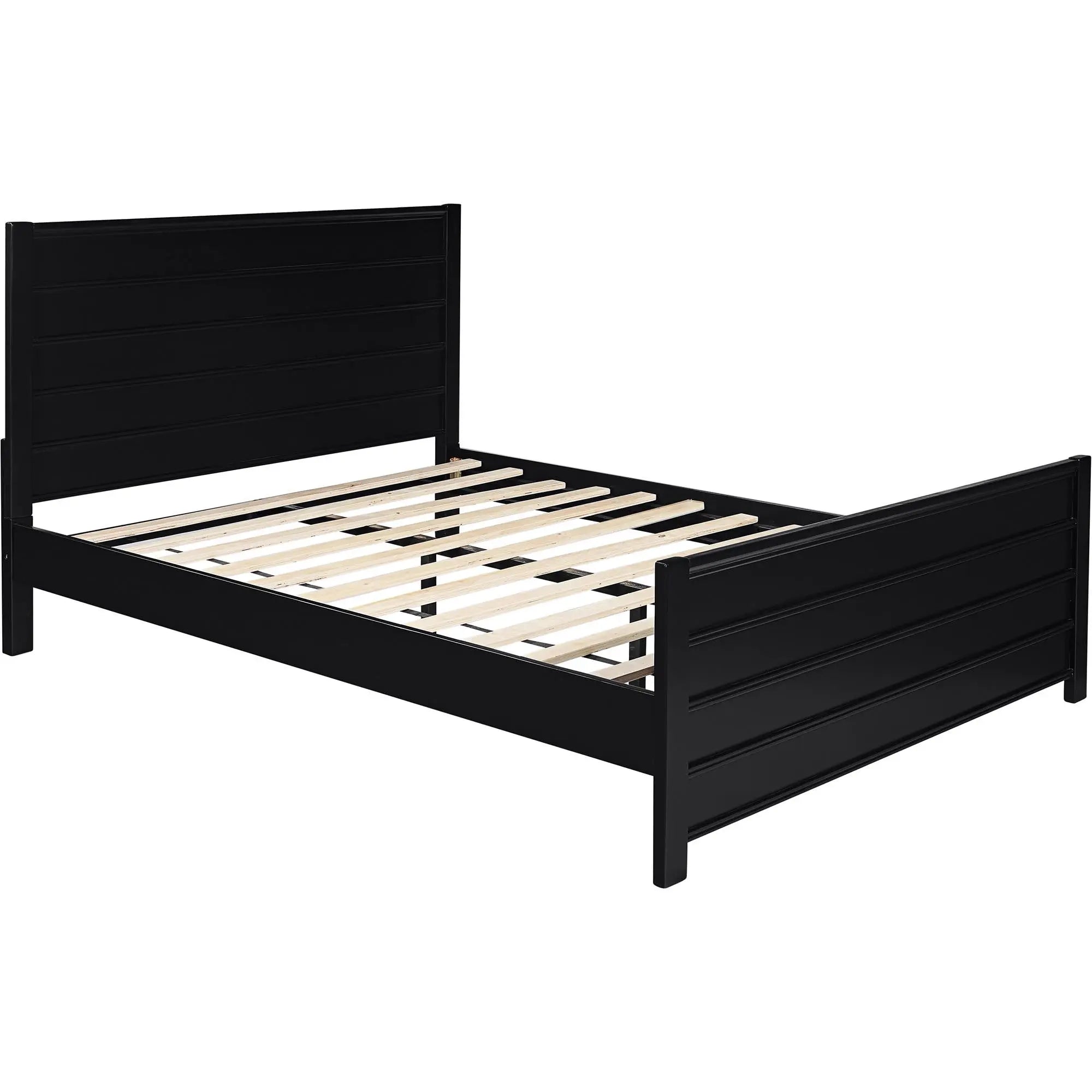Black Solid Wood King Bed Frame Homeroots Bed & Bath