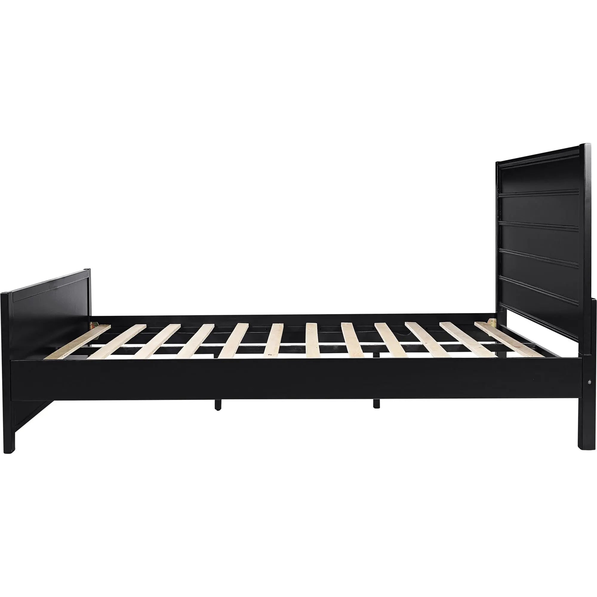 Black Solid Wood King Bed Frame Homeroots Bed & Bath
