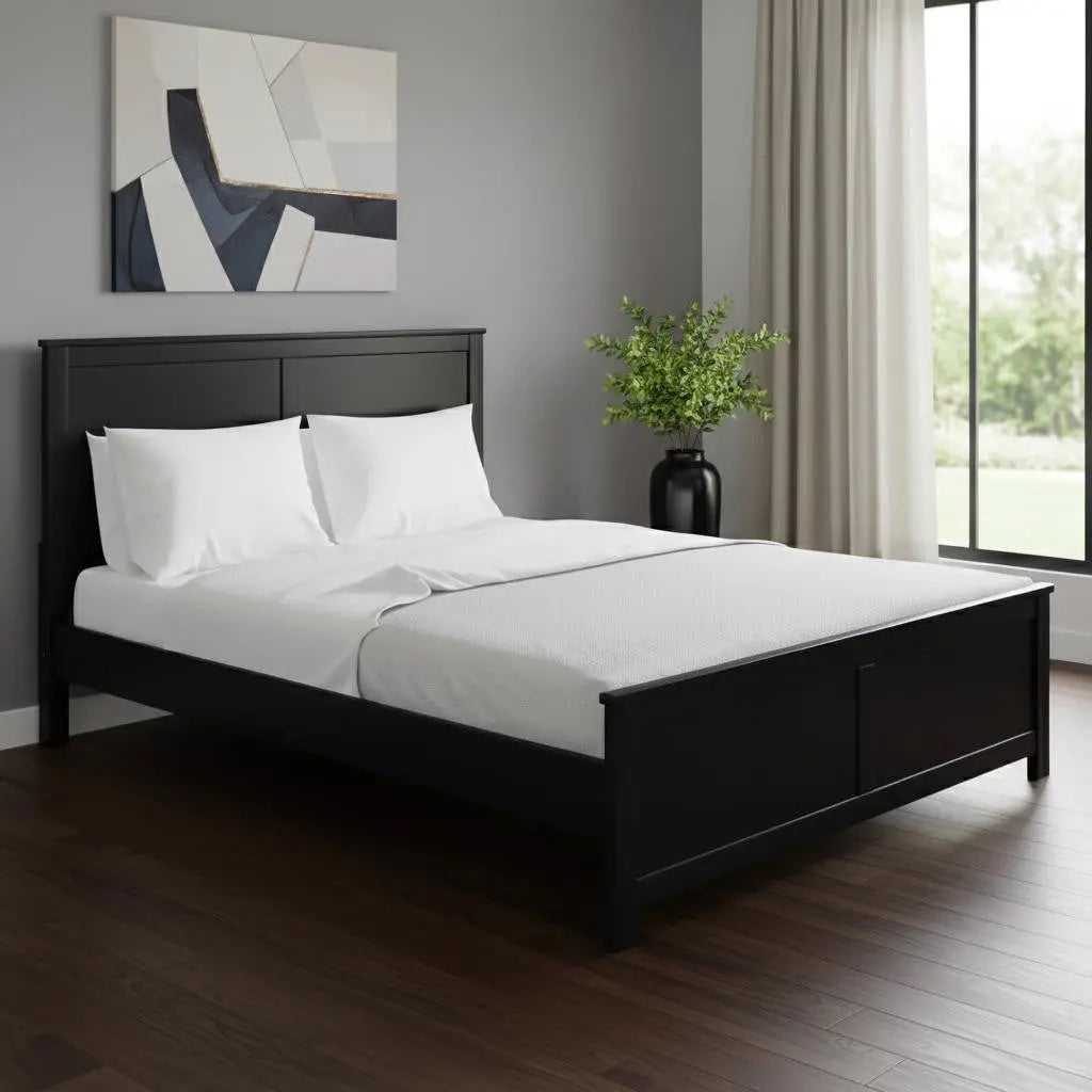 Black Solid Wood King Bed Frame Homeroots Bed & Bath
