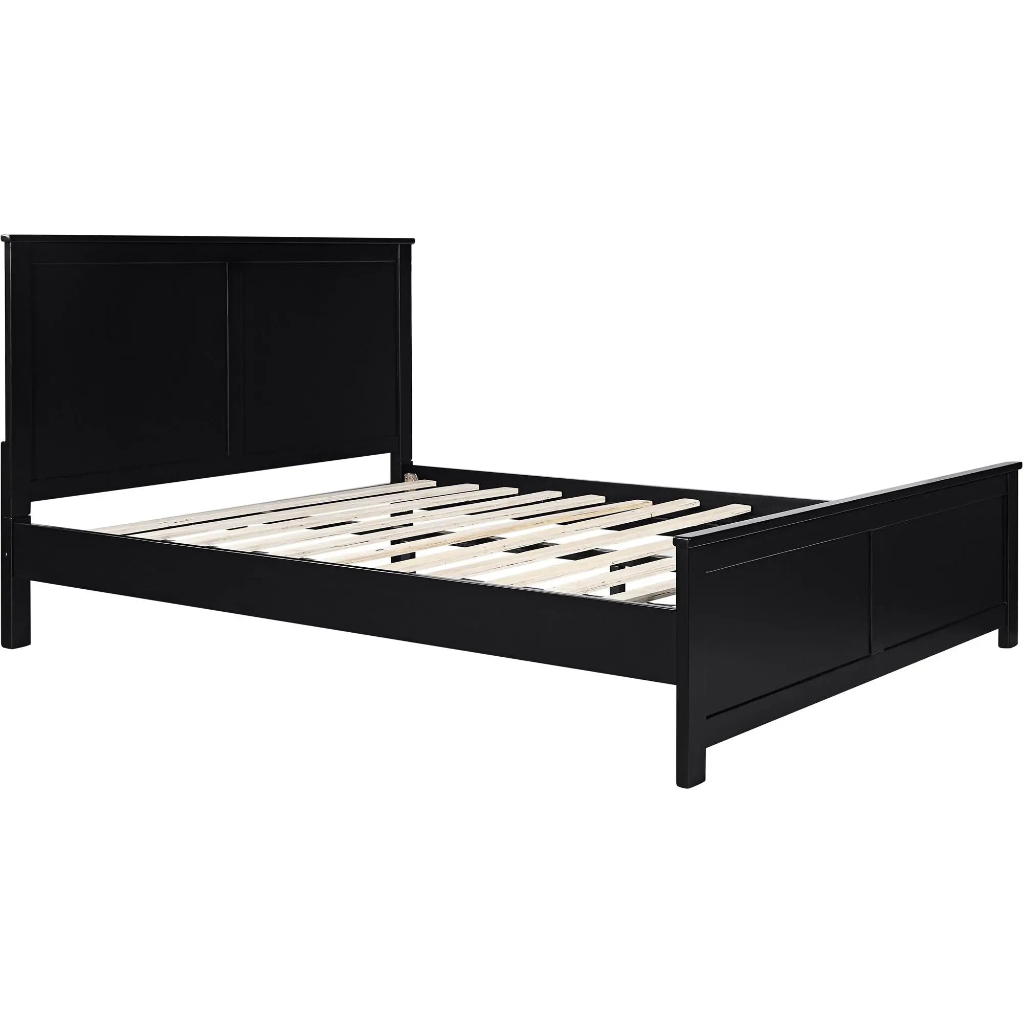 Black Solid Wood King Bed Frame With Drawers Homeroots Bed & Bath