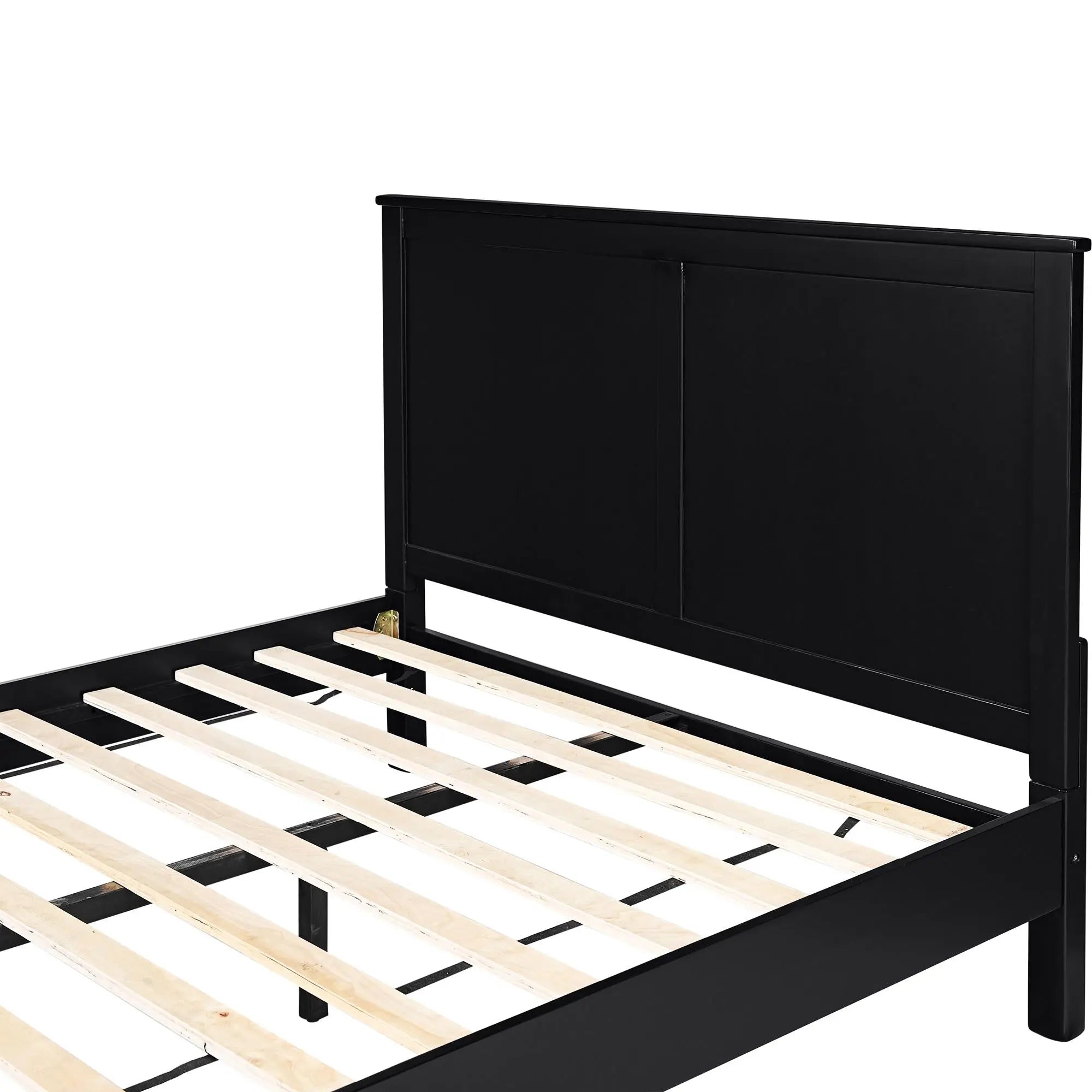 Black Solid Wood King Bed Frame With Drawers Homeroots Bed & Bath