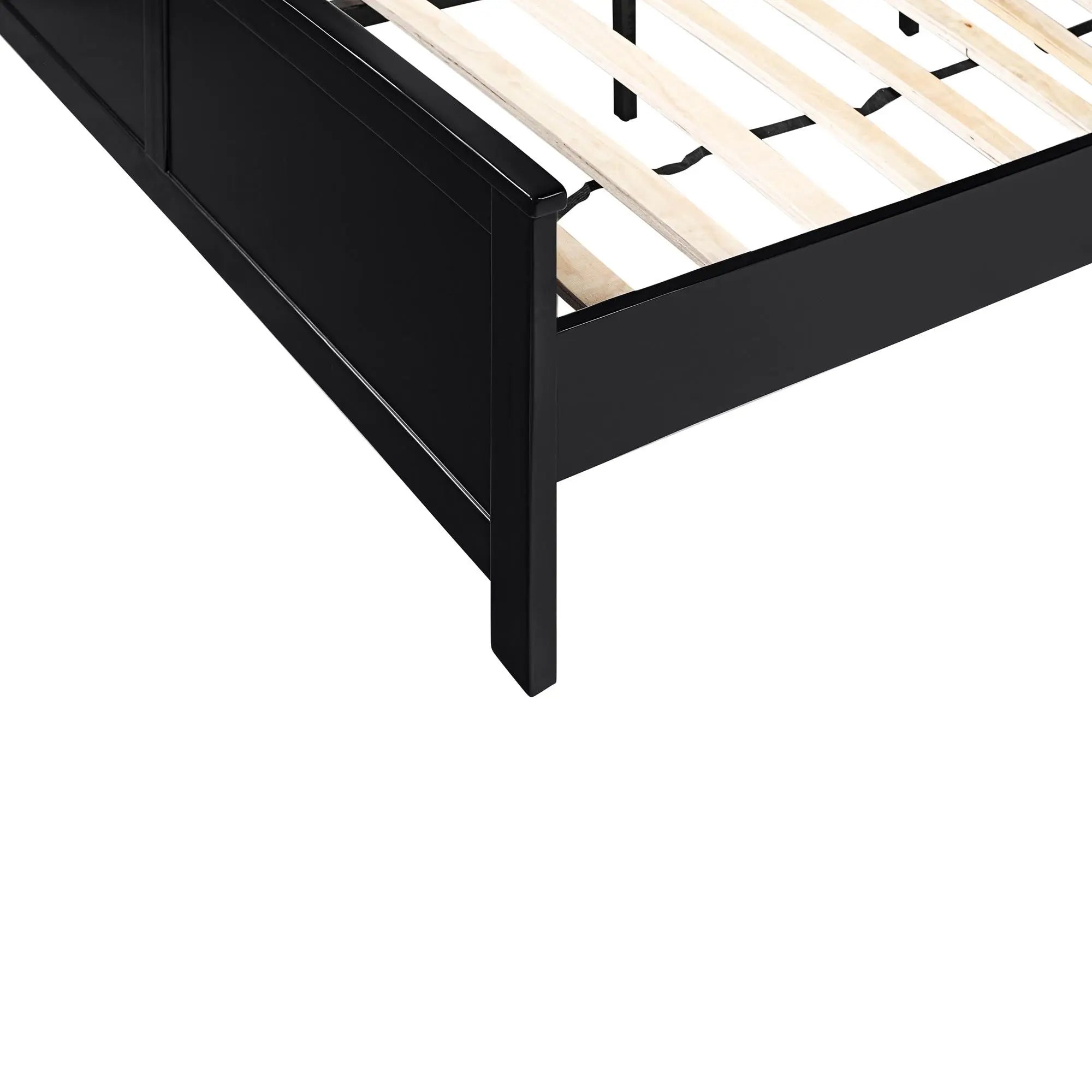 Black Solid Wood King Bed Frame With Drawers Homeroots Bed & Bath