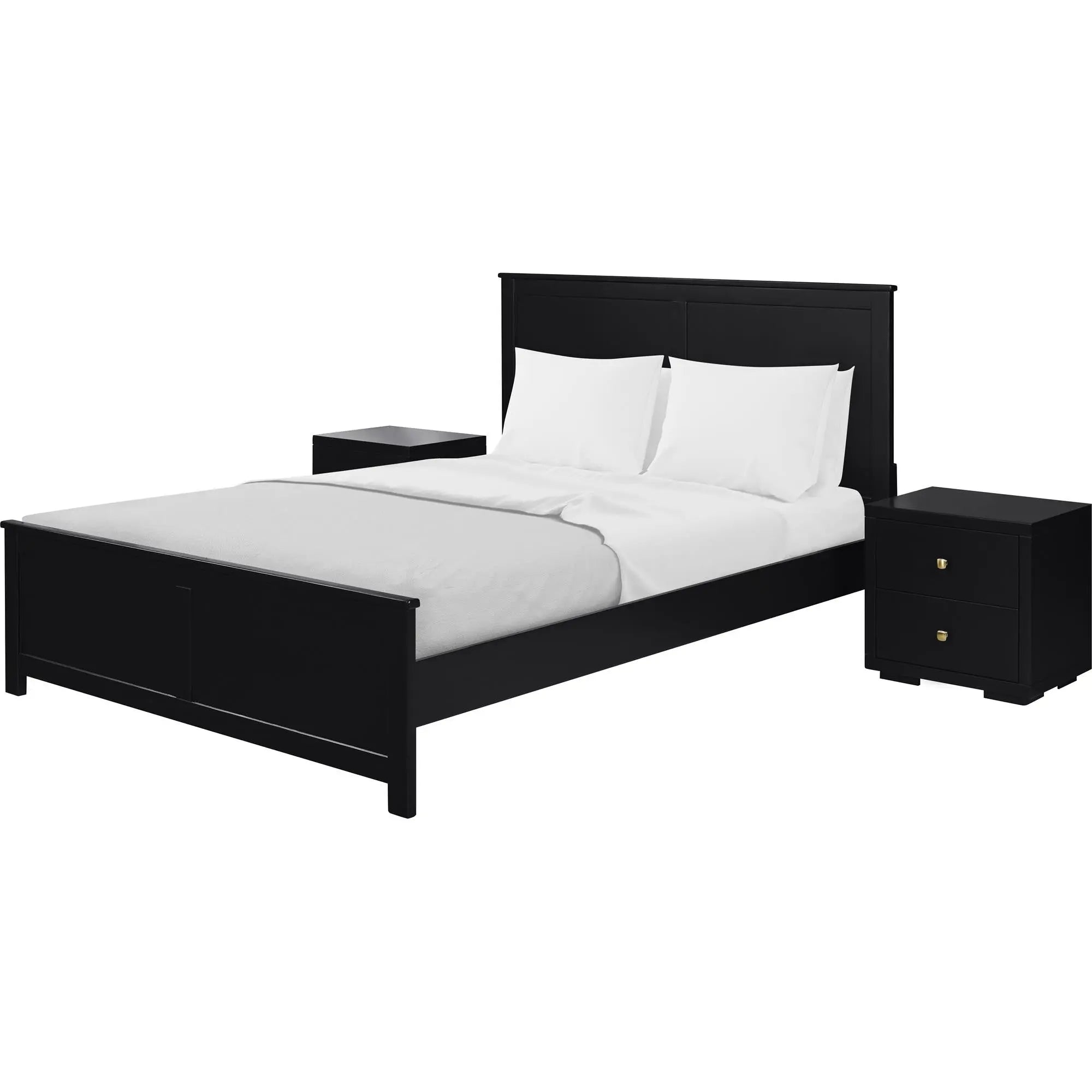 Black Solid Wood King Bed Frame With Drawers Homeroots Bed & Bath