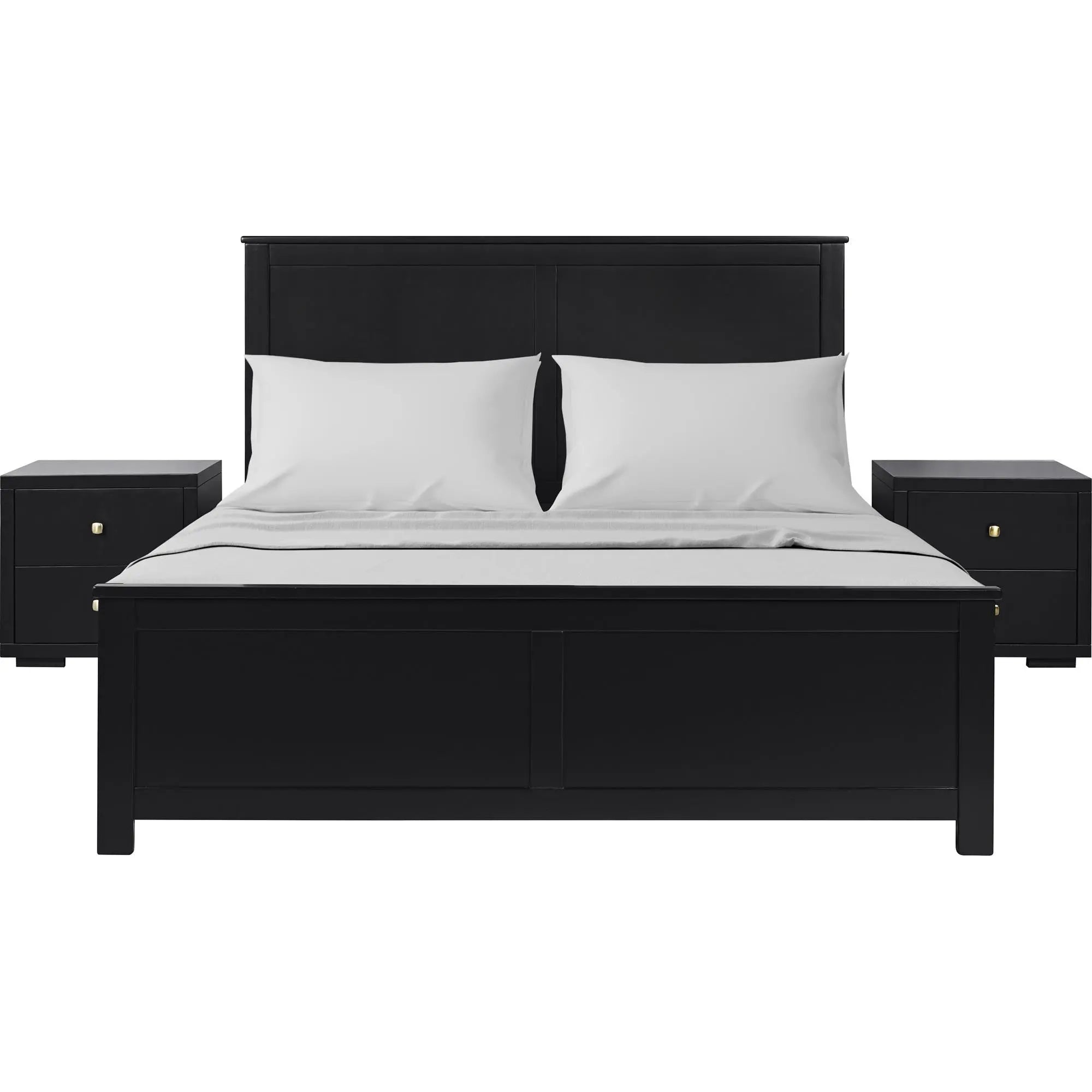 Black Solid Wood King Bed Frame With Drawers Homeroots Bed & Bath