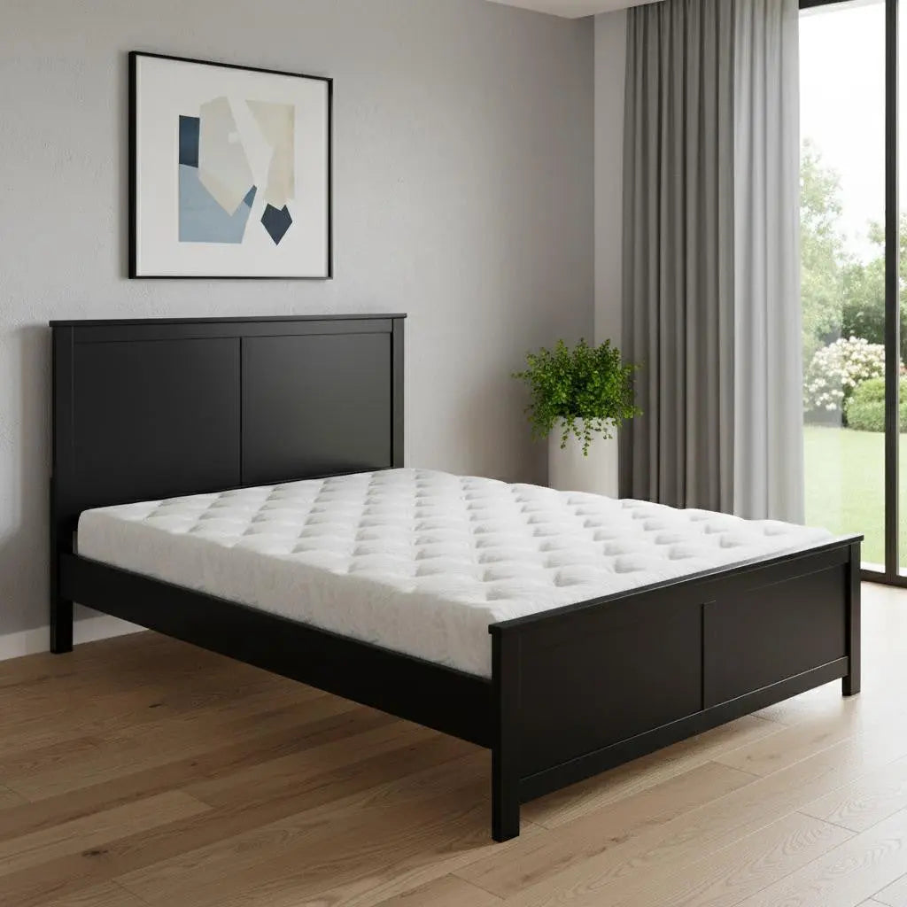 Black Solid Wood Queen Bed Frame Homeroots Bed & Bath