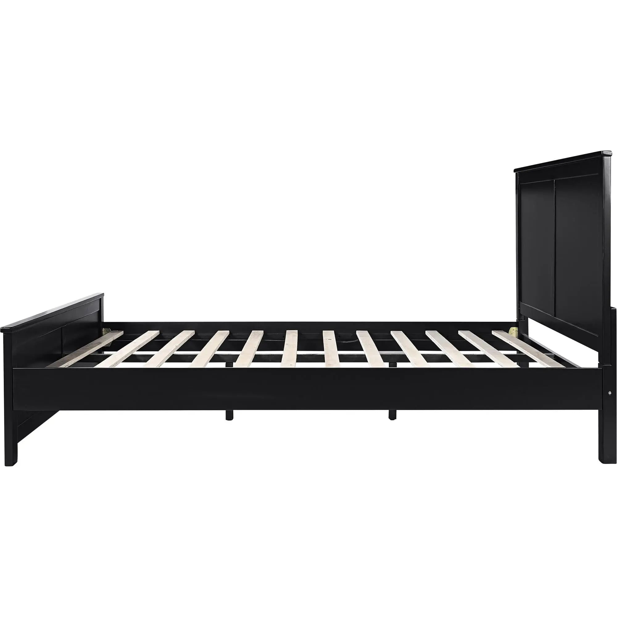 Black Solid Wood Queen Bed Frame Homeroots Bed & Bath