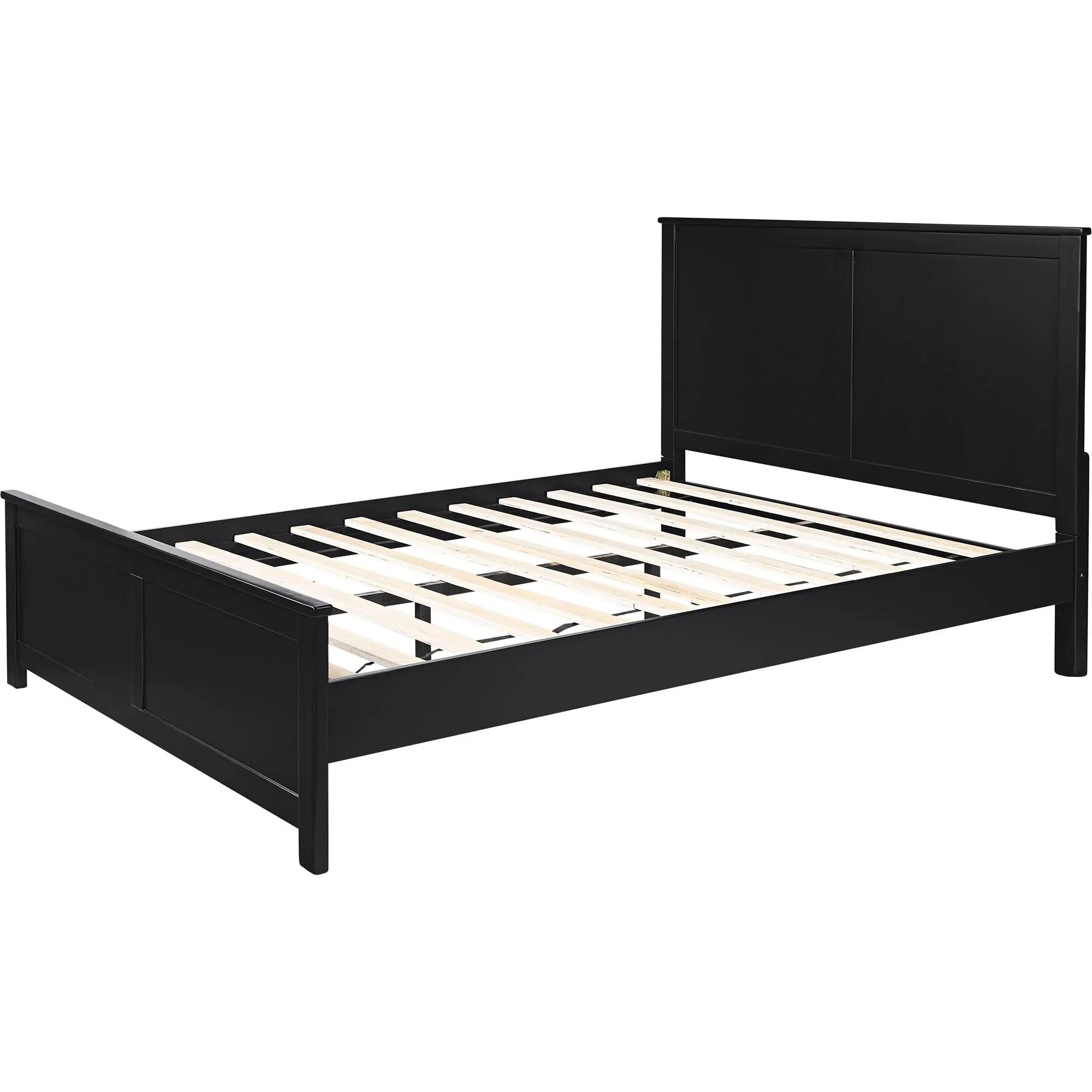 Black Solid Wood Queen Bed Frame Homeroots Bed & Bath