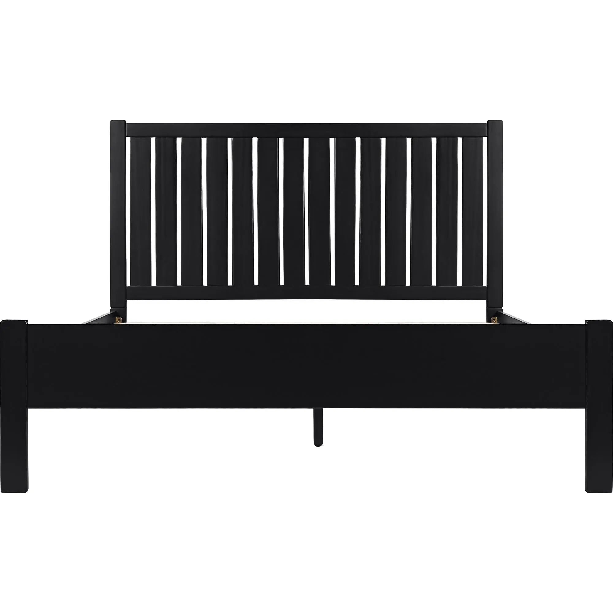 Black Solid Wood Queen Bed Frame Homeroots Bed & Bath
