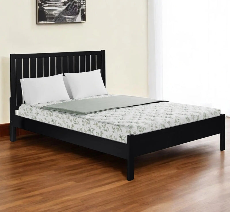 Black Solid Wood Queen Bed Frame Homeroots Bed & Bath