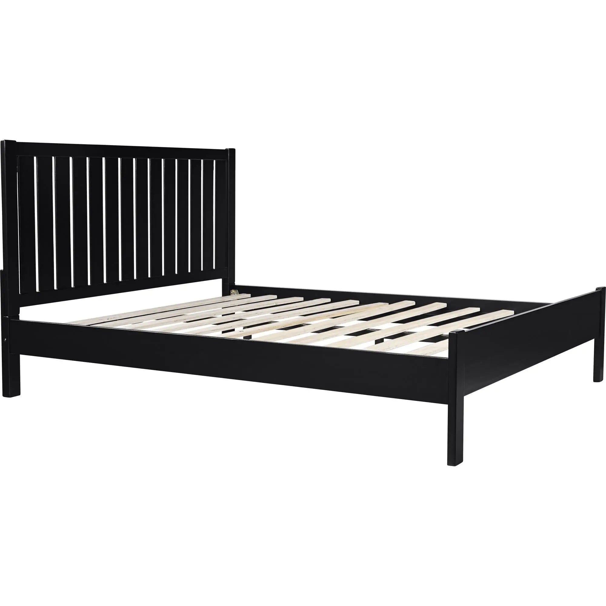 Black Solid Wood Queen Bed Frame Homeroots Bed & Bath