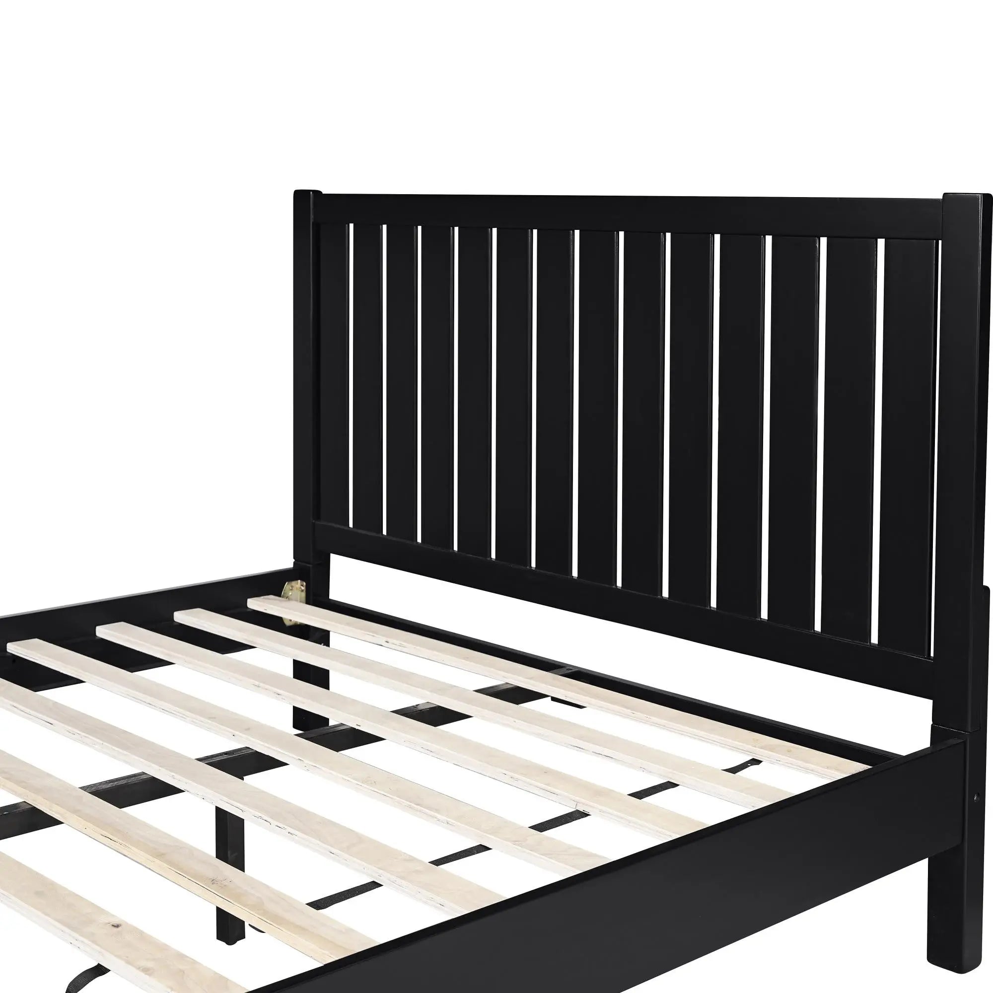 Black Solid Wood Queen Bed Frame Homeroots Bed & Bath