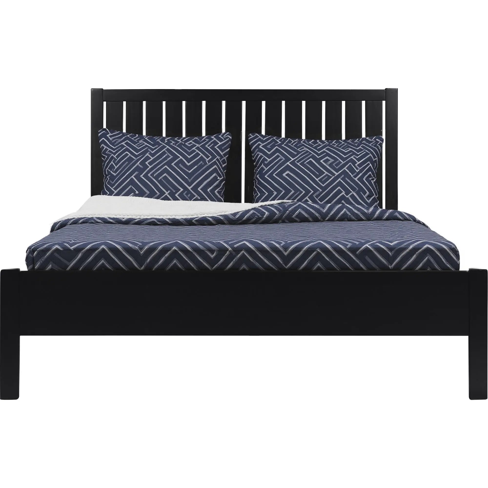 Black Solid Wood Queen Bed Frame Homeroots Bed & Bath