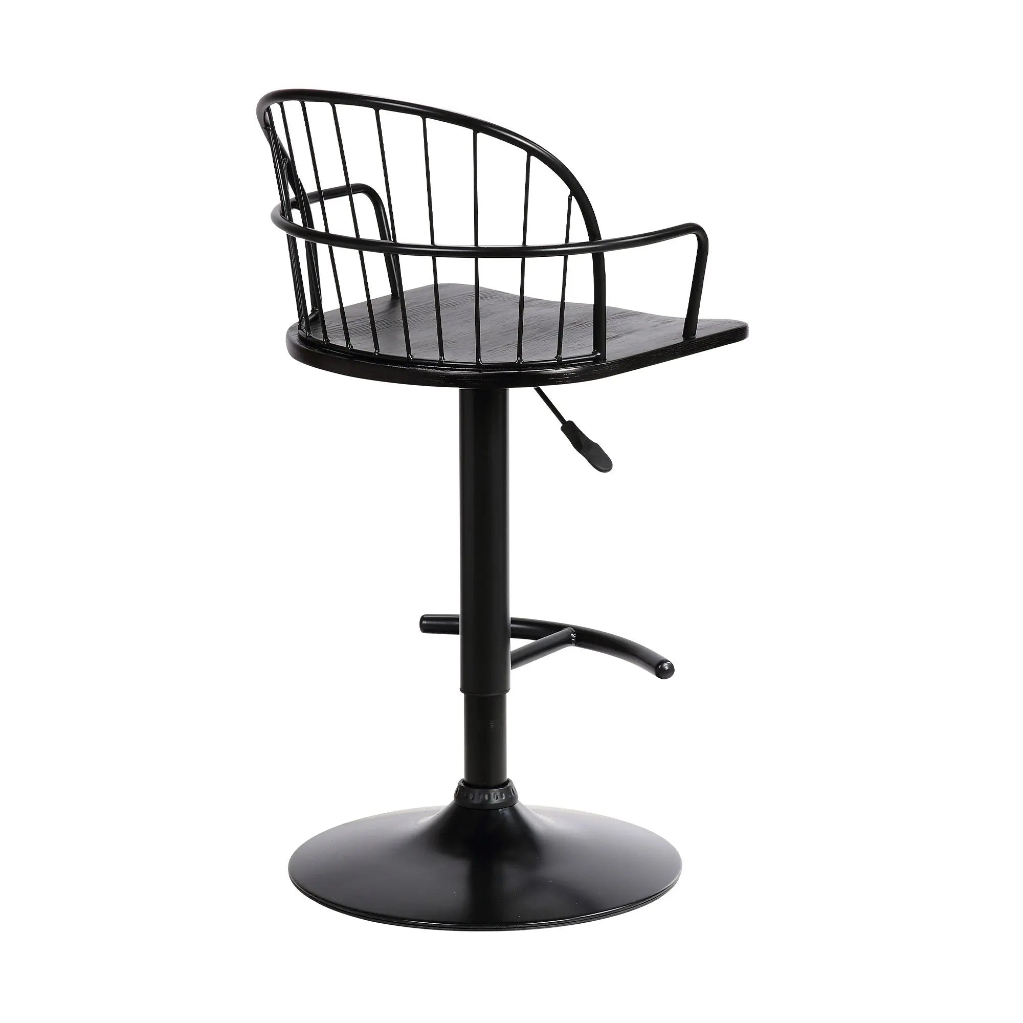 Black Solid Wood and Iron Low Back Adjustable Height Bar Chair Homeroots Living Room