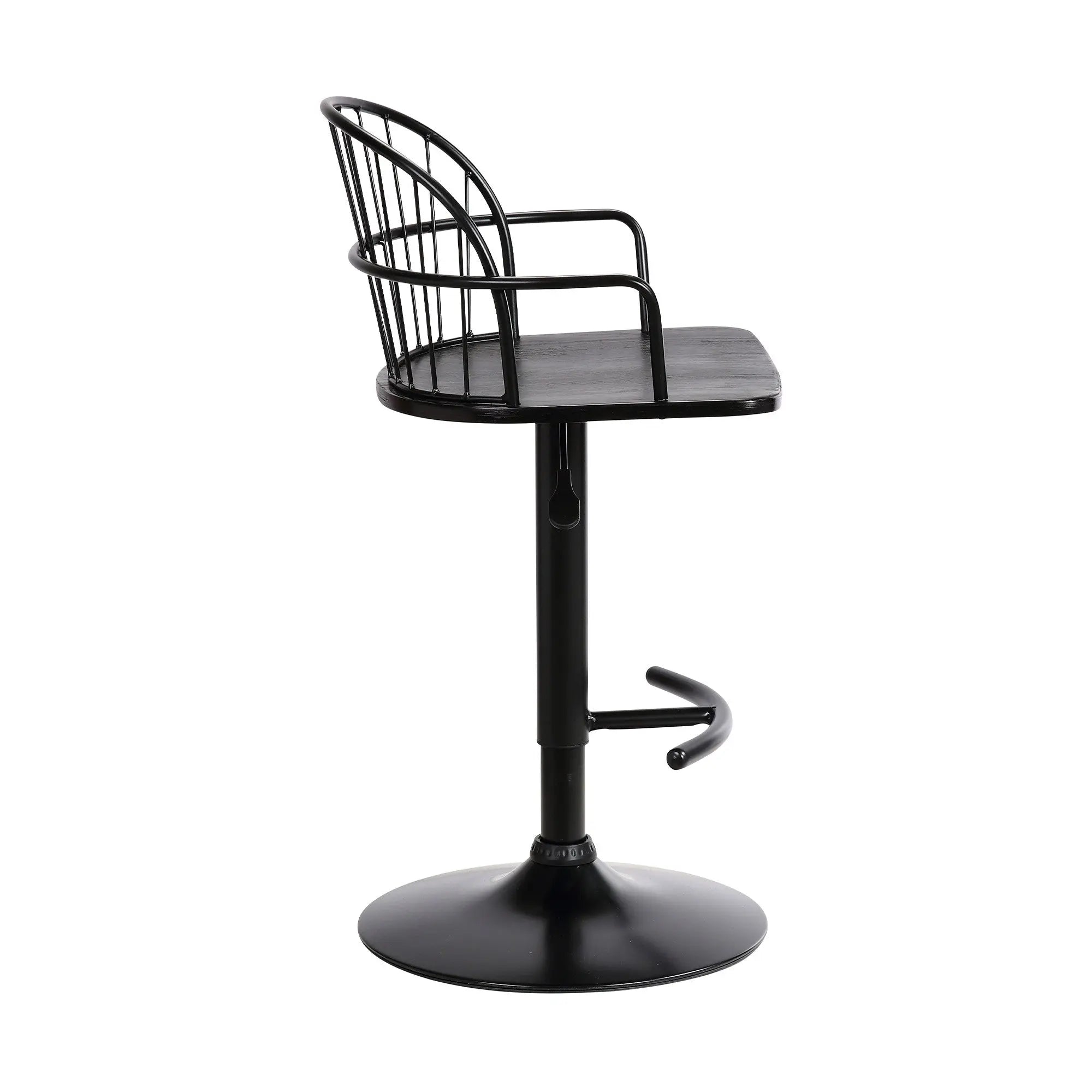 Black Solid Wood and Iron Low Back Adjustable Height Bar Chair Homeroots Living Room