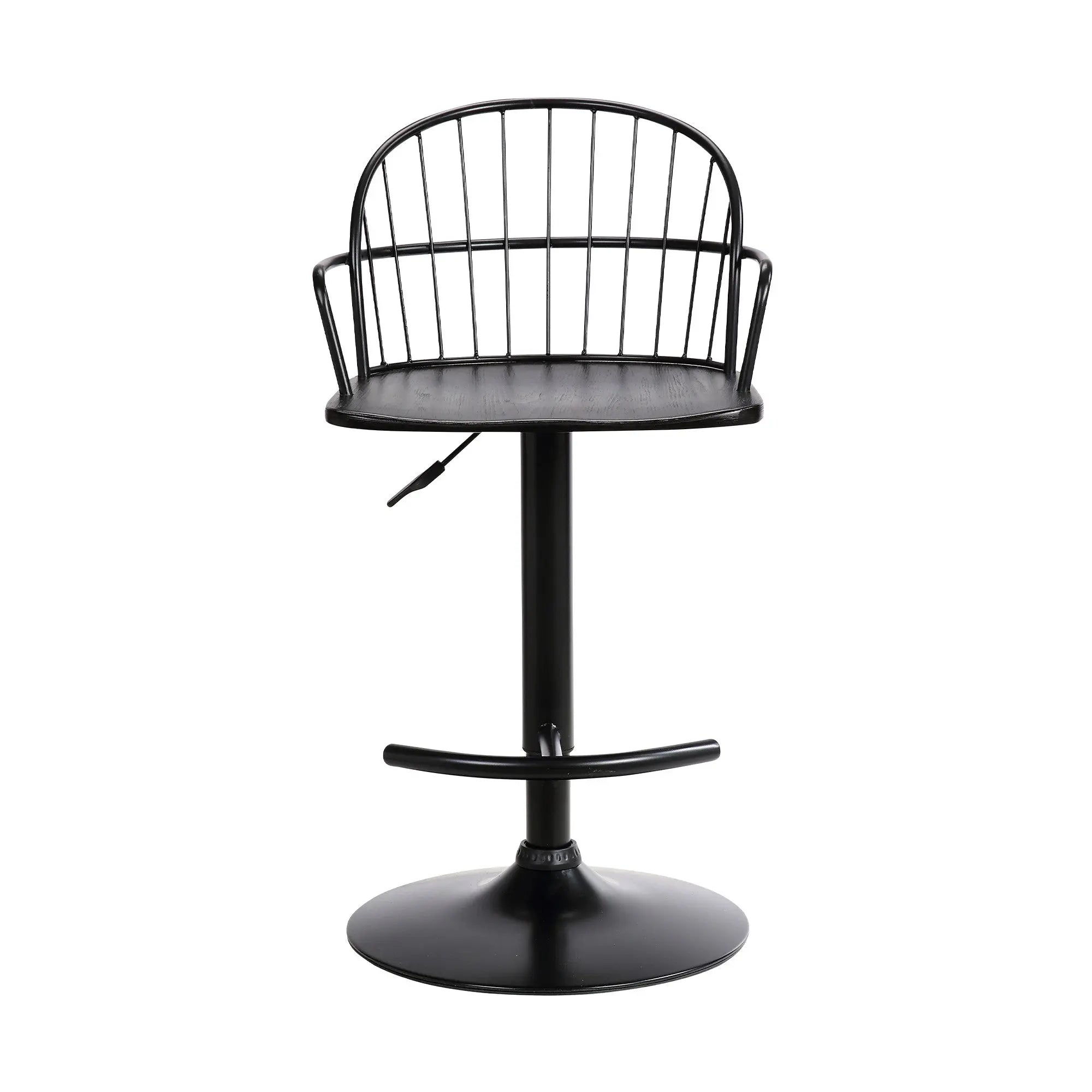 Black Solid Wood and Iron Low Back Adjustable Height Bar Chair Homeroots Living Room