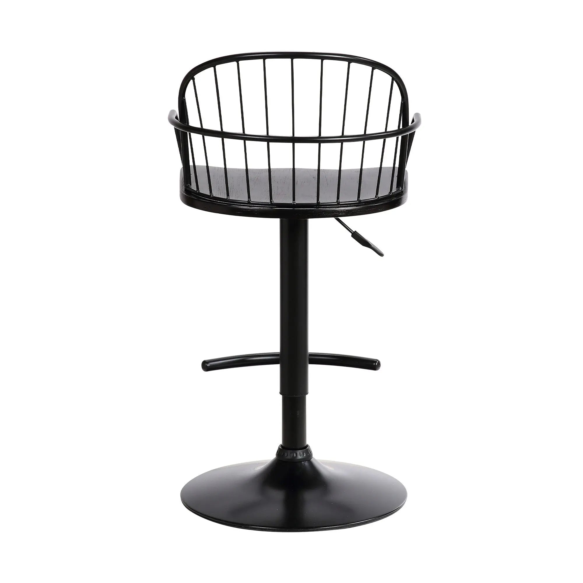 Black Solid Wood and Iron Low Back Adjustable Height Bar Chair Homeroots Living Room