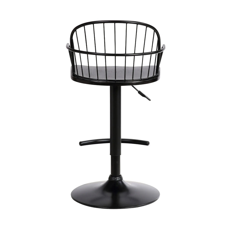Black Solid Wood and Iron Low Back Adjustable Height Bar Chair Homeroots Living Room
