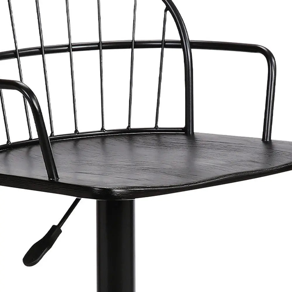 Black Solid Wood and Iron Low Back Adjustable Height Bar Chair Homeroots Living Room