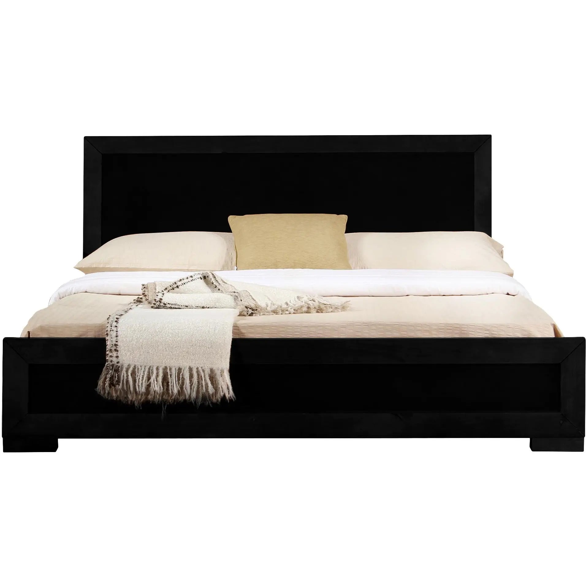 Black Solid and Manufactured Wood King Bed Frame Homeroots Bed & Bath
