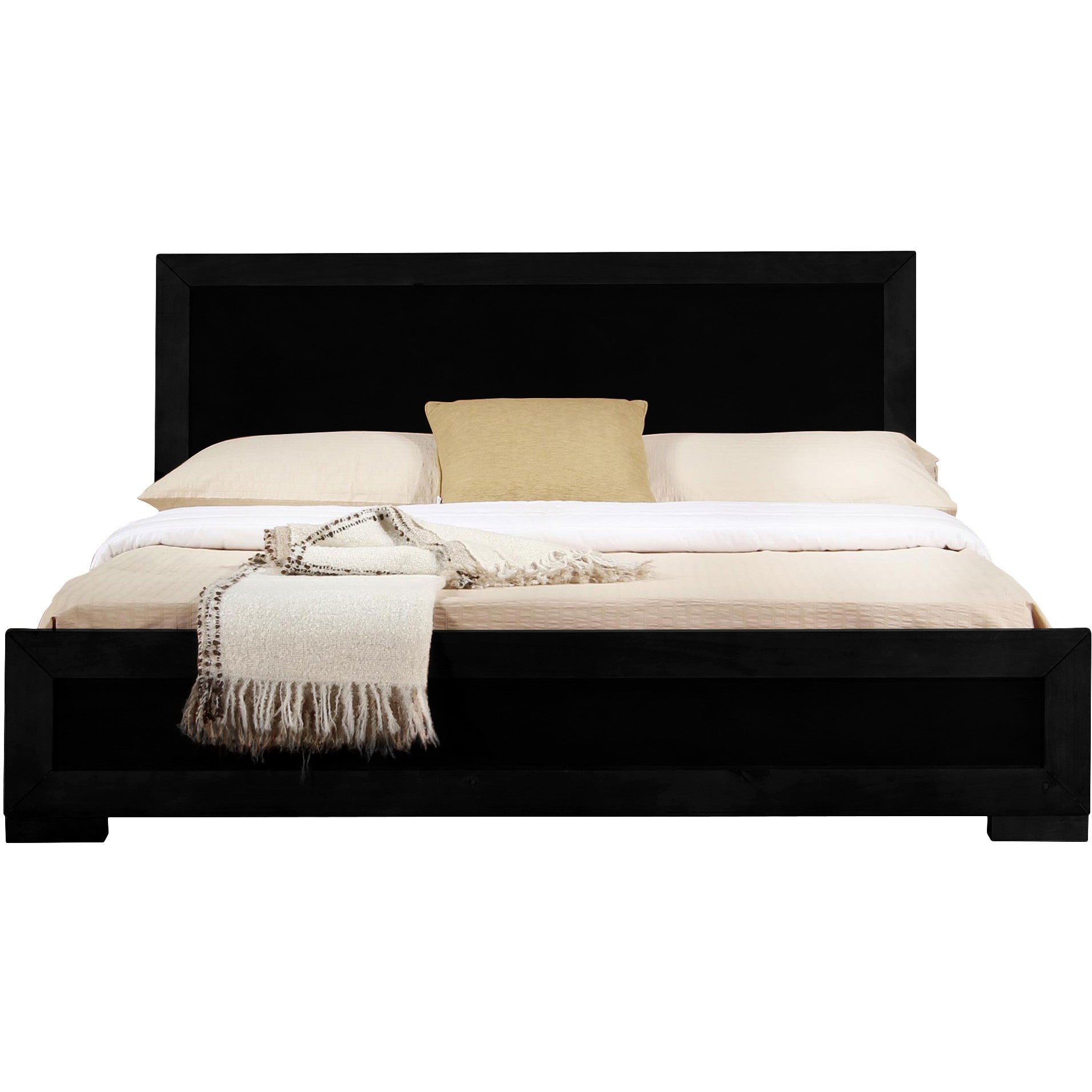 Black Solid and Manufactured Wood King Bed Frame Homeroots Bed & Bath