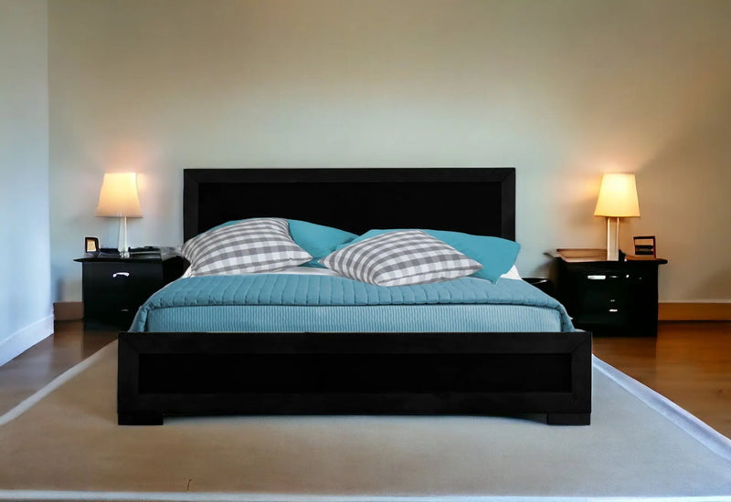 Black Solid and Manufactured Wood King Bed Frame Homeroots Bed & Bath