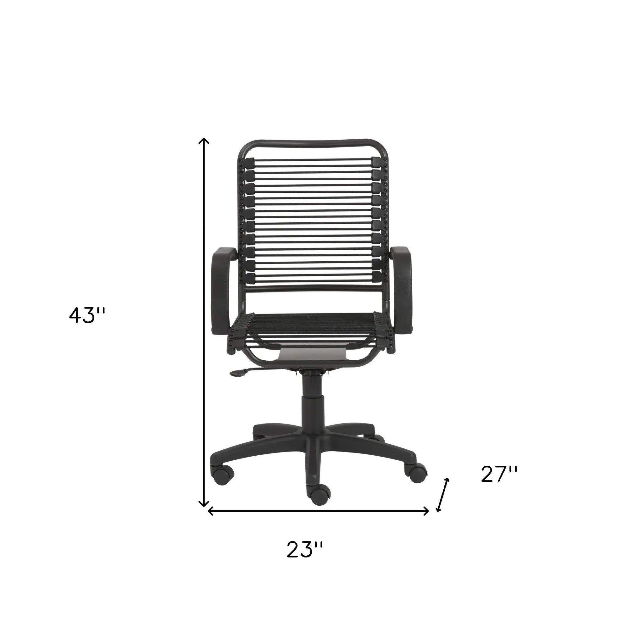 Black Swivel Adjustable Task Chair Bungee Back Steel Frame Homeroots Office