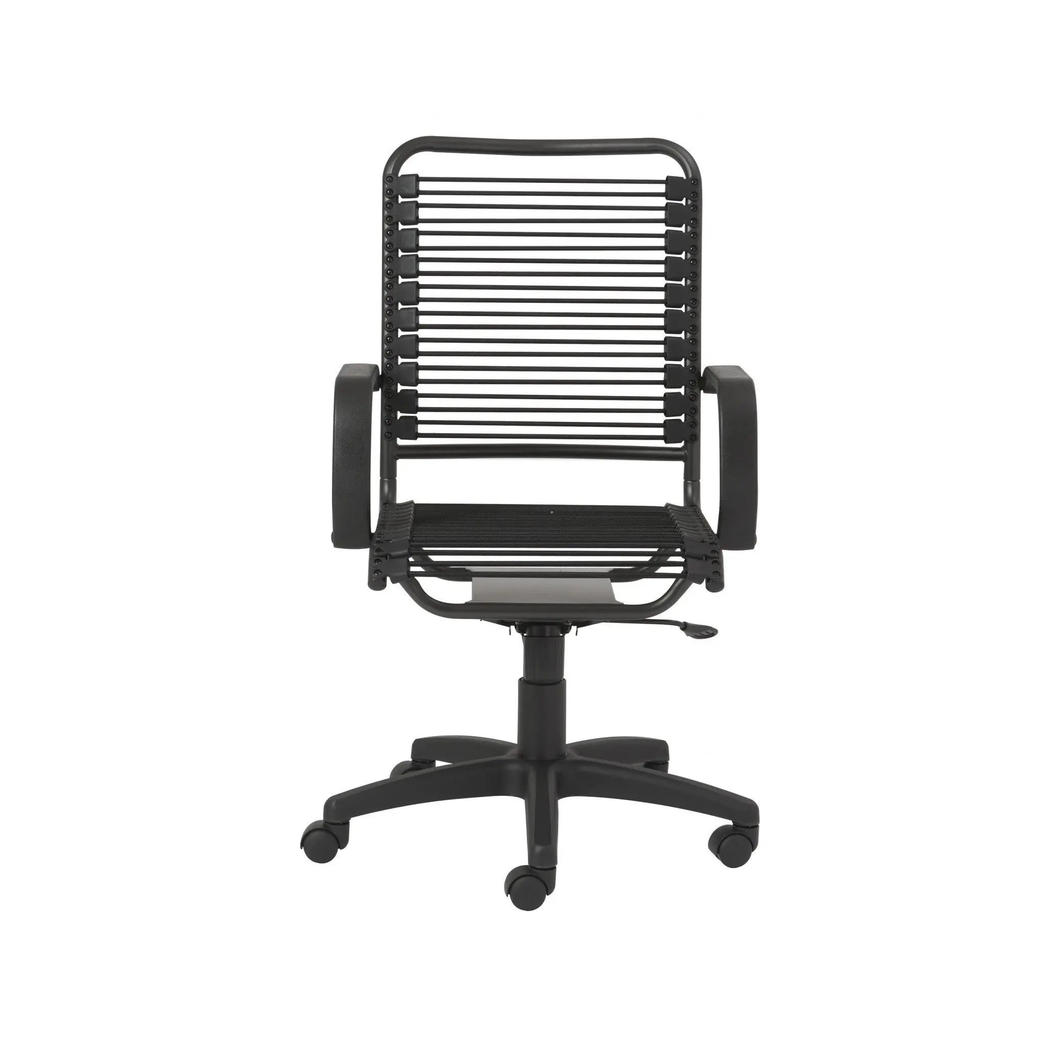 Black Swivel Adjustable Task Chair Bungee Back Steel Frame Homeroots Office