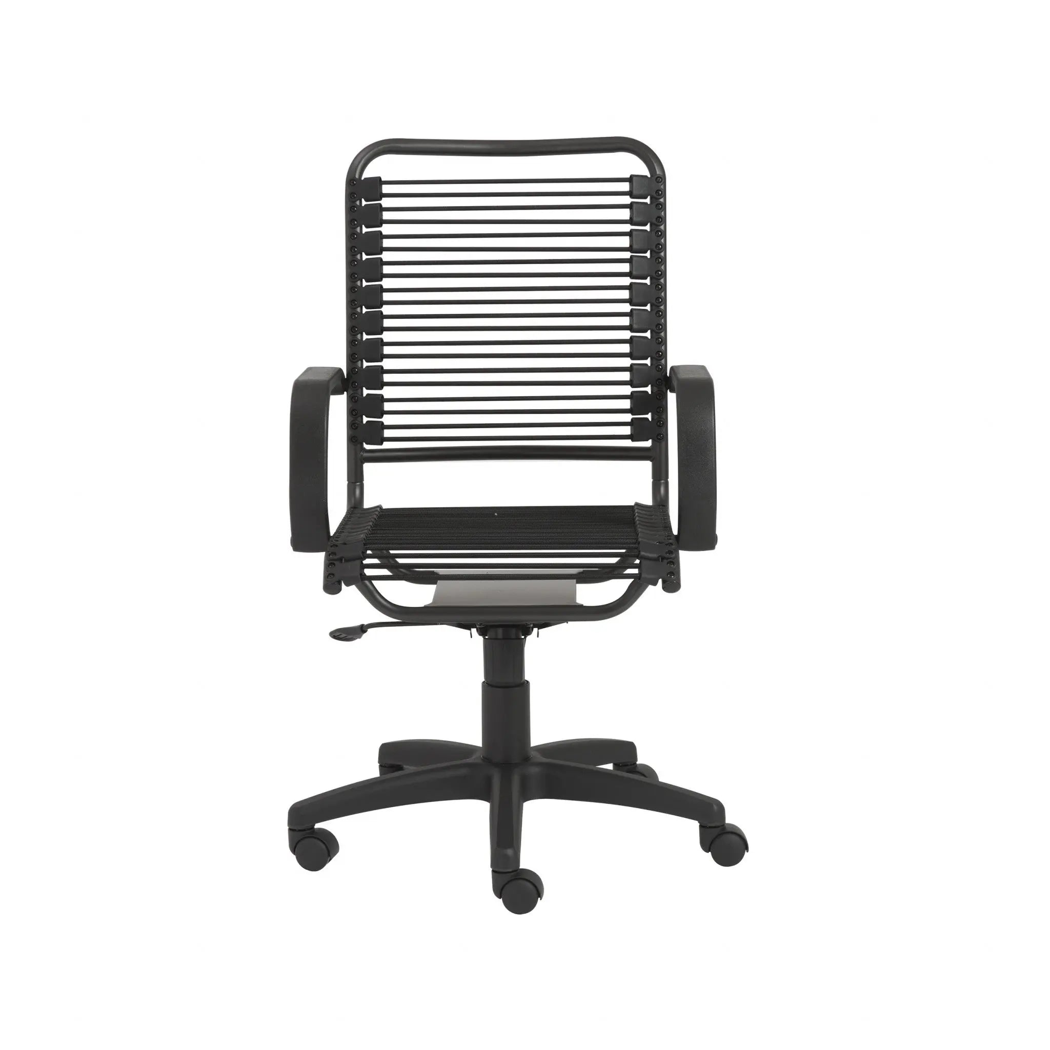 Black Swivel Adjustable Task Chair Bungee Back Steel Frame Homeroots Office