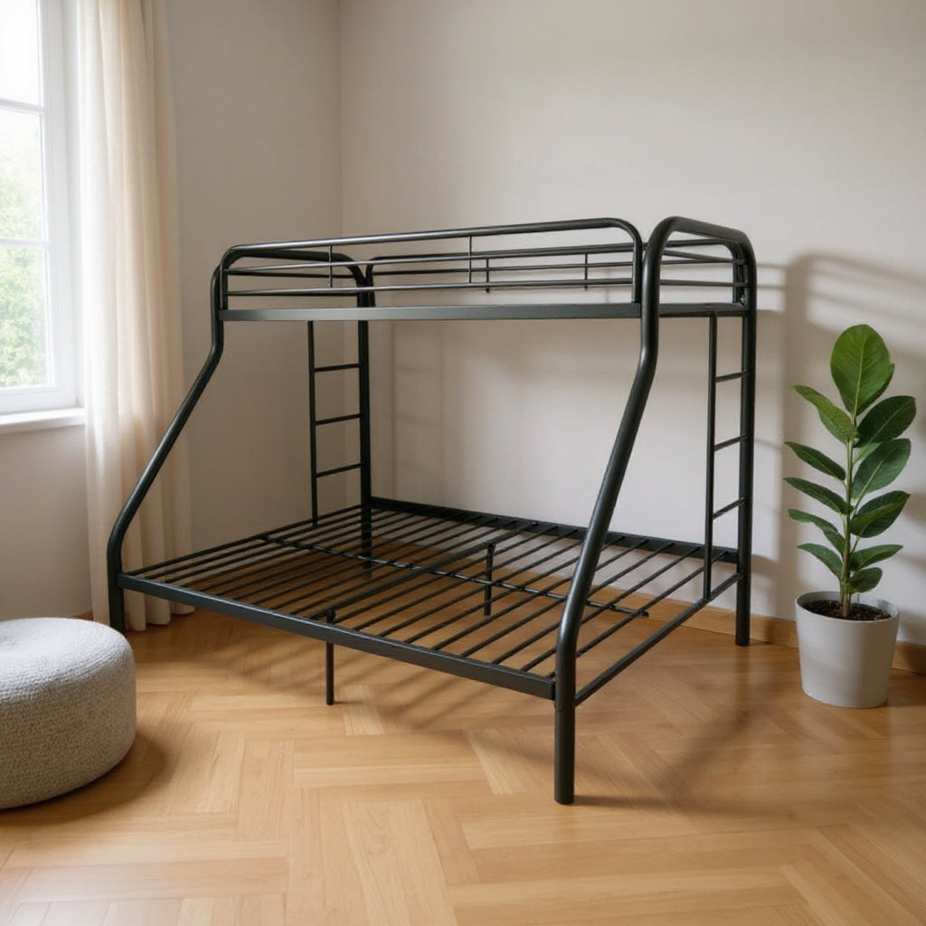 Black Twin Over Full Contemporary Metal Bunk Bed - GreatEagleInc