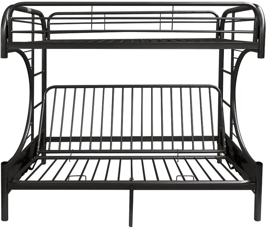 Black Twin Over Full Contemporary Metal Bunk Bed - GreatEagleInc