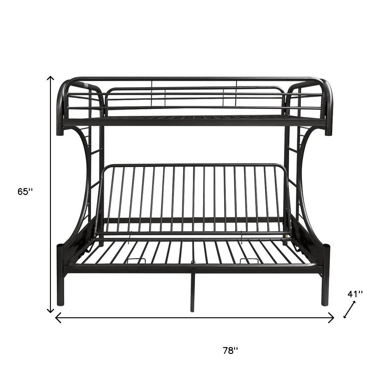 Black Twin Over Full Contemporary Metal Bunk Bed - GreatEagleInc