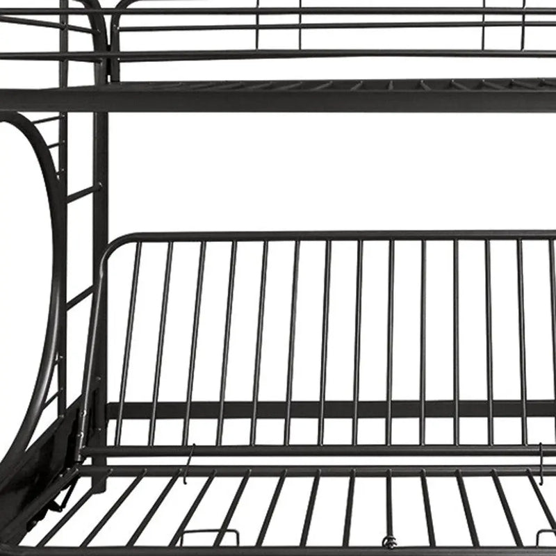 Black Twin Over Full Contemporary Metal Bunk Bed - GreatEagleInc