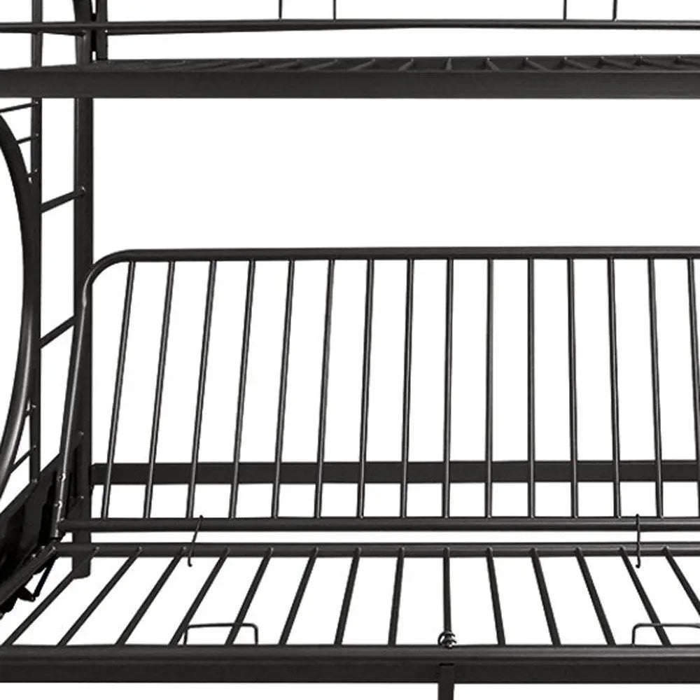 Black Twin Over Full Contemporary Metal Bunk Bed - GreatEagleInc