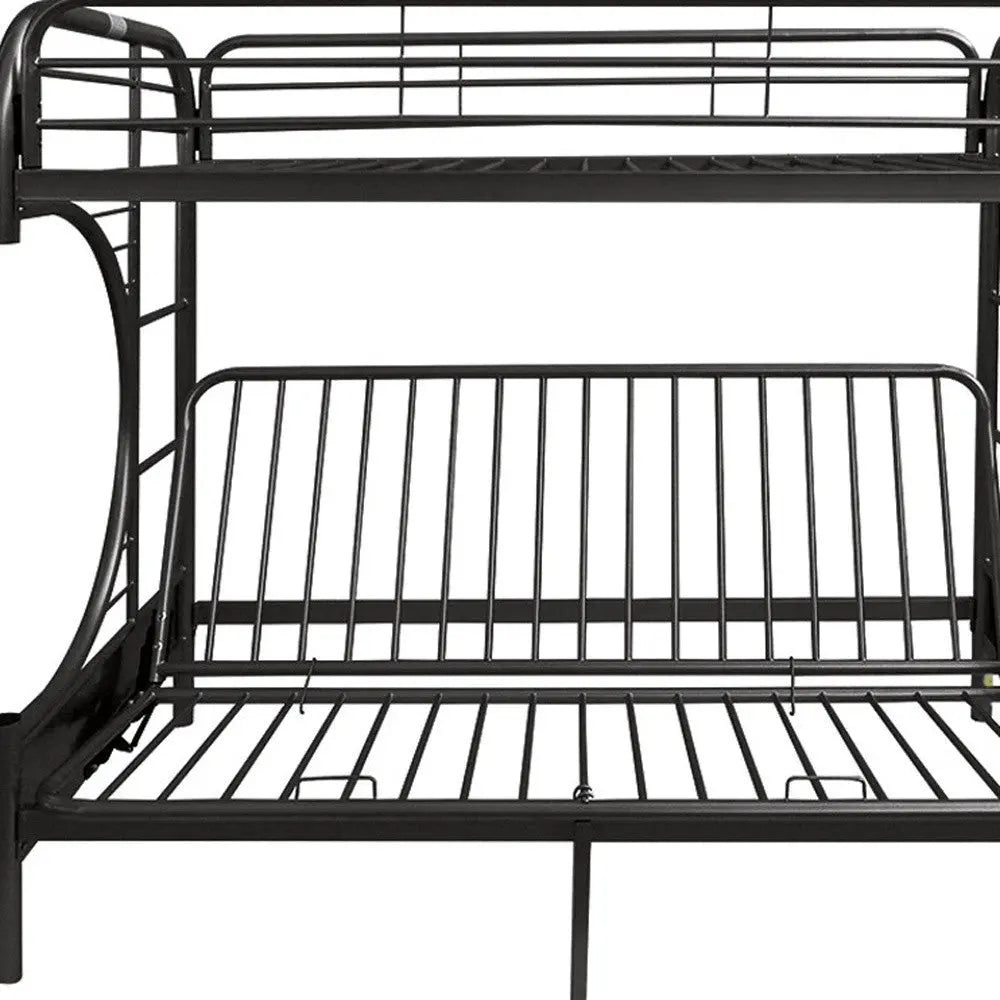 Black Twin Over Full Contemporary Metal Bunk Bed - GreatEagleInc
