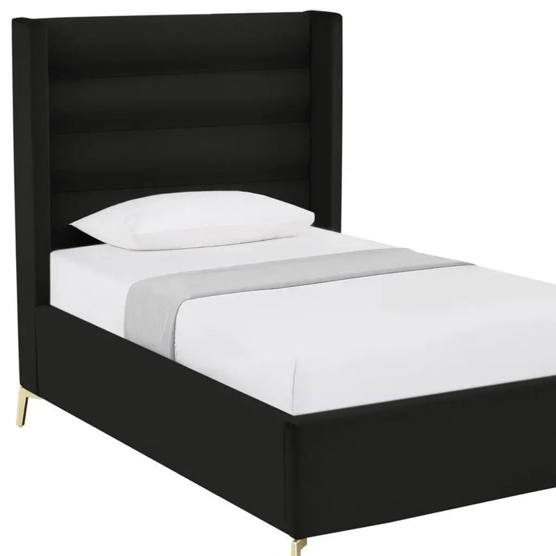 Black Velvet Upholstered Full Bed Frame Homeroots Bed & Bath