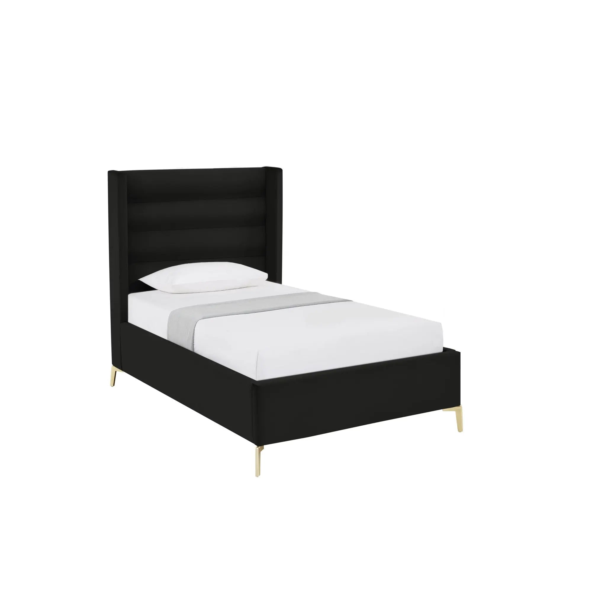 Black Velvet Upholstered Full Bed Frame Homeroots Bed & Bath
