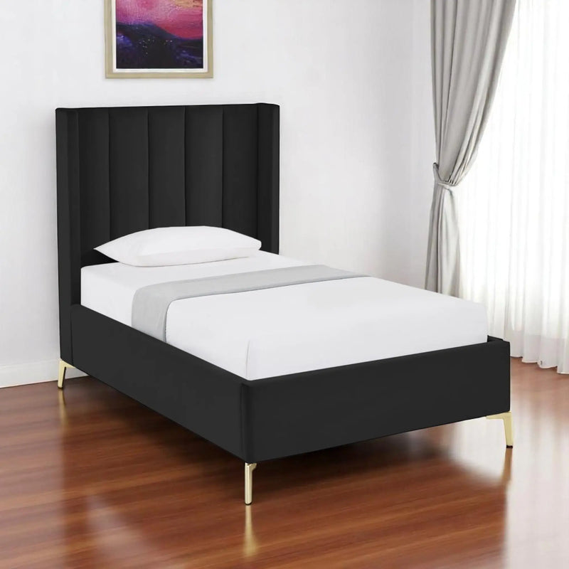 Black Velvet Upholstered Full Bed Frame Homeroots Bed & Bath