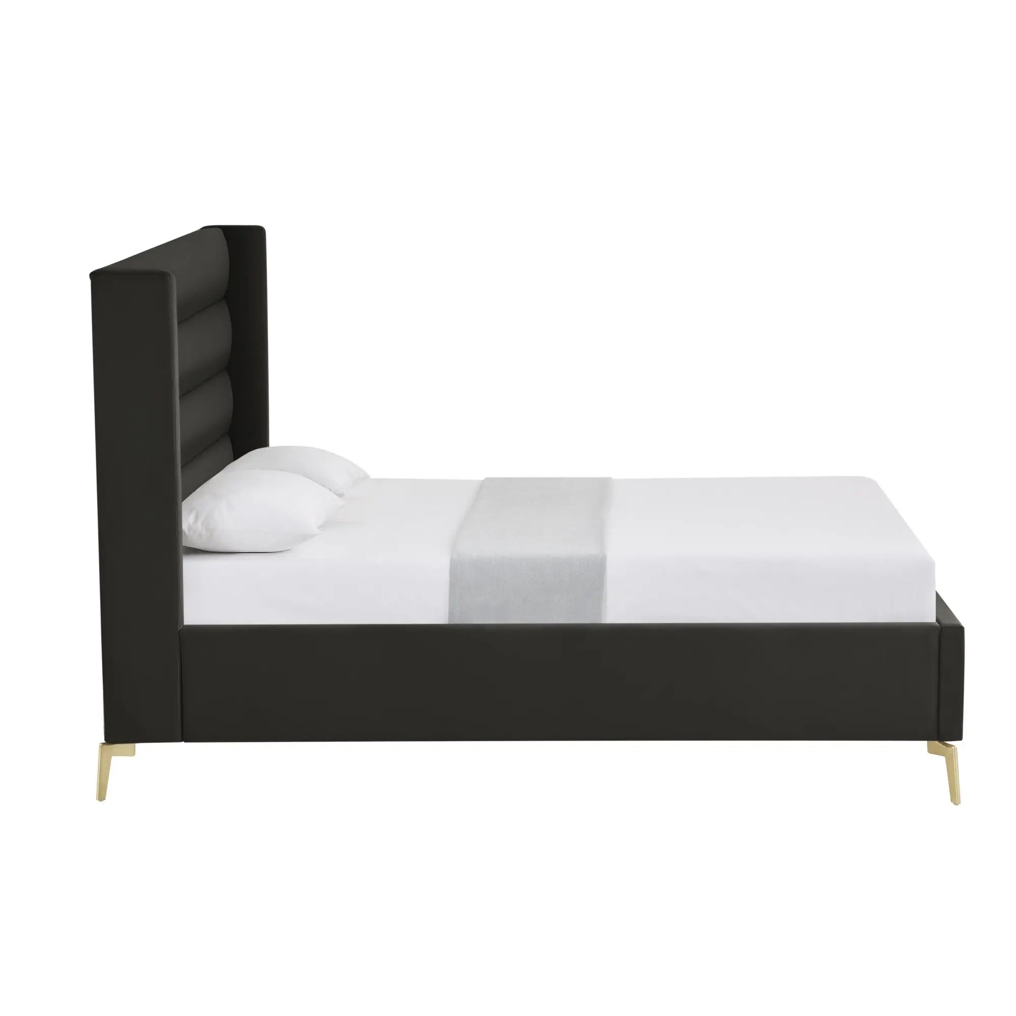 Black Velvet Upholstered King Bed Frame Homeroots Bed & Bath