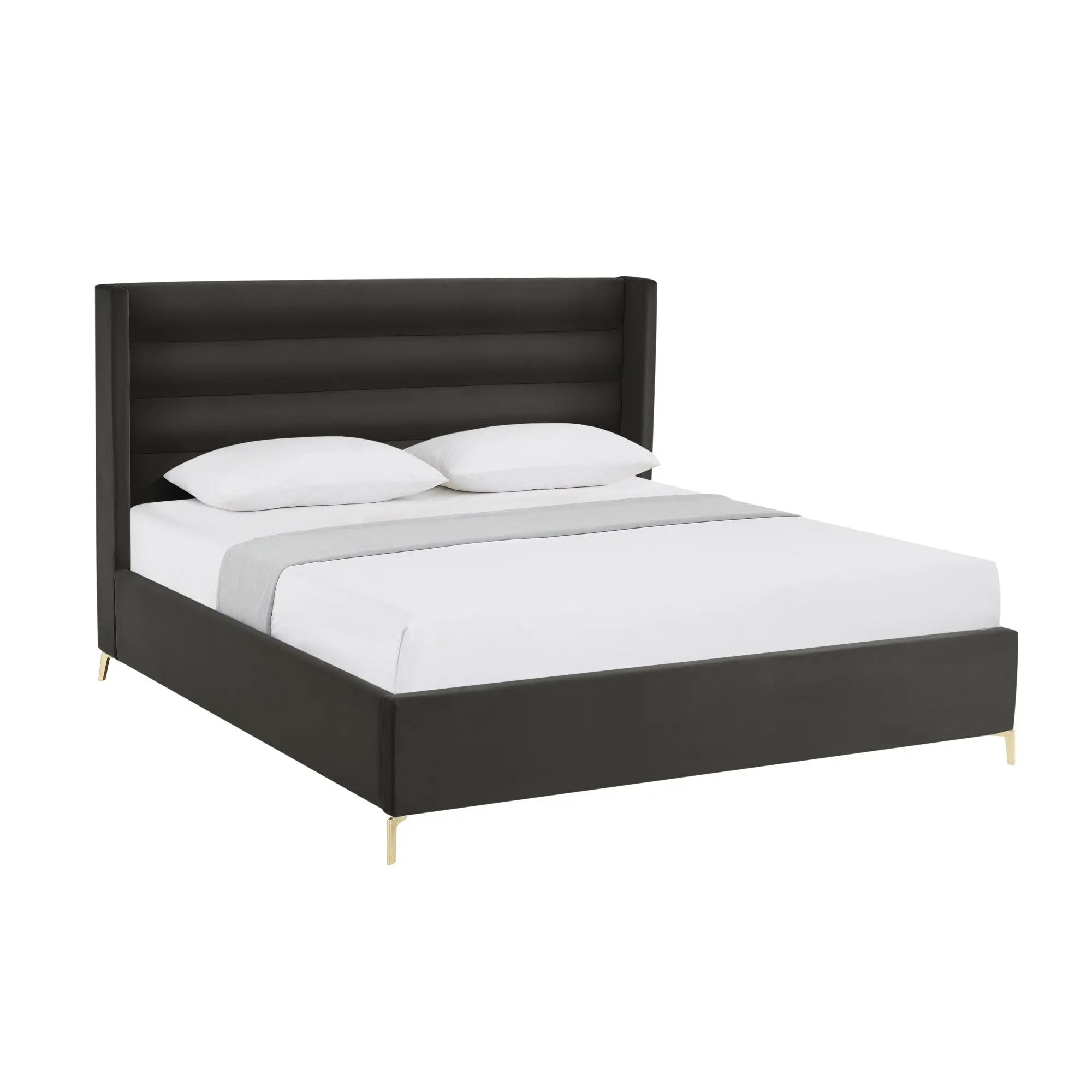 Black Velvet Upholstered King Bed Frame Homeroots Bed & Bath