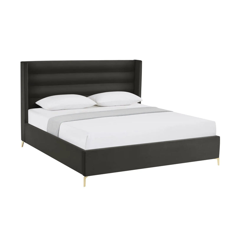 Black Velvet Upholstered King Bed Frame Homeroots Bed & Bath
