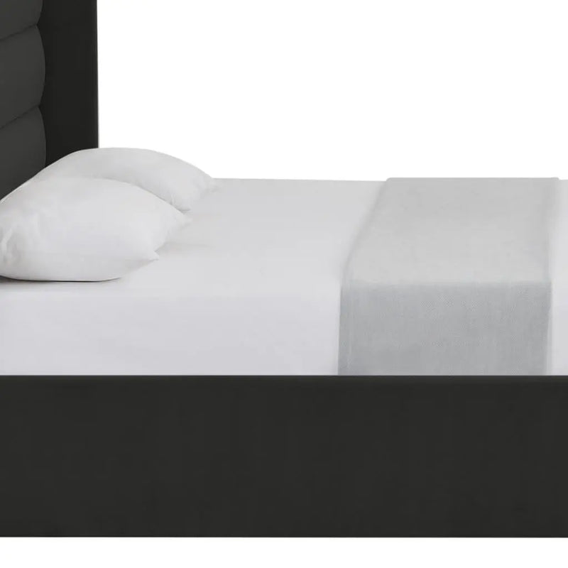 Black Velvet Upholstered Queen Bed Frame Homeroots Bed & Bath