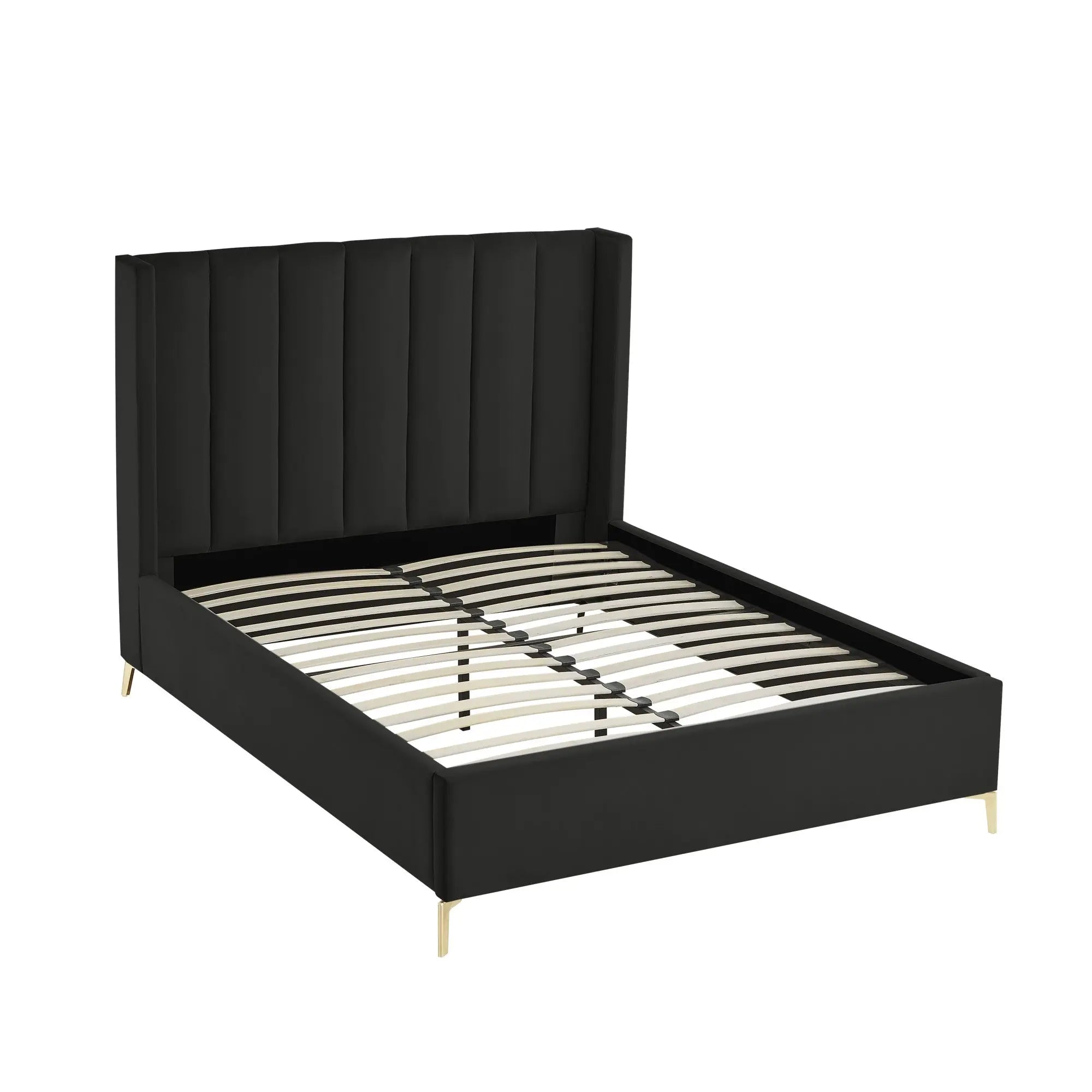 Black Velvet Upholstered Queen Bed Frame Homeroots Bed & Bath