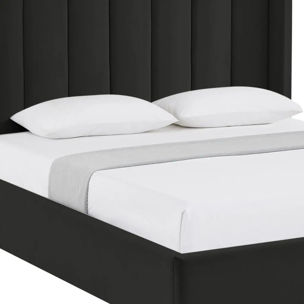 Black Velvet Upholstered Queen Bed Frame Homeroots Bed & Bath