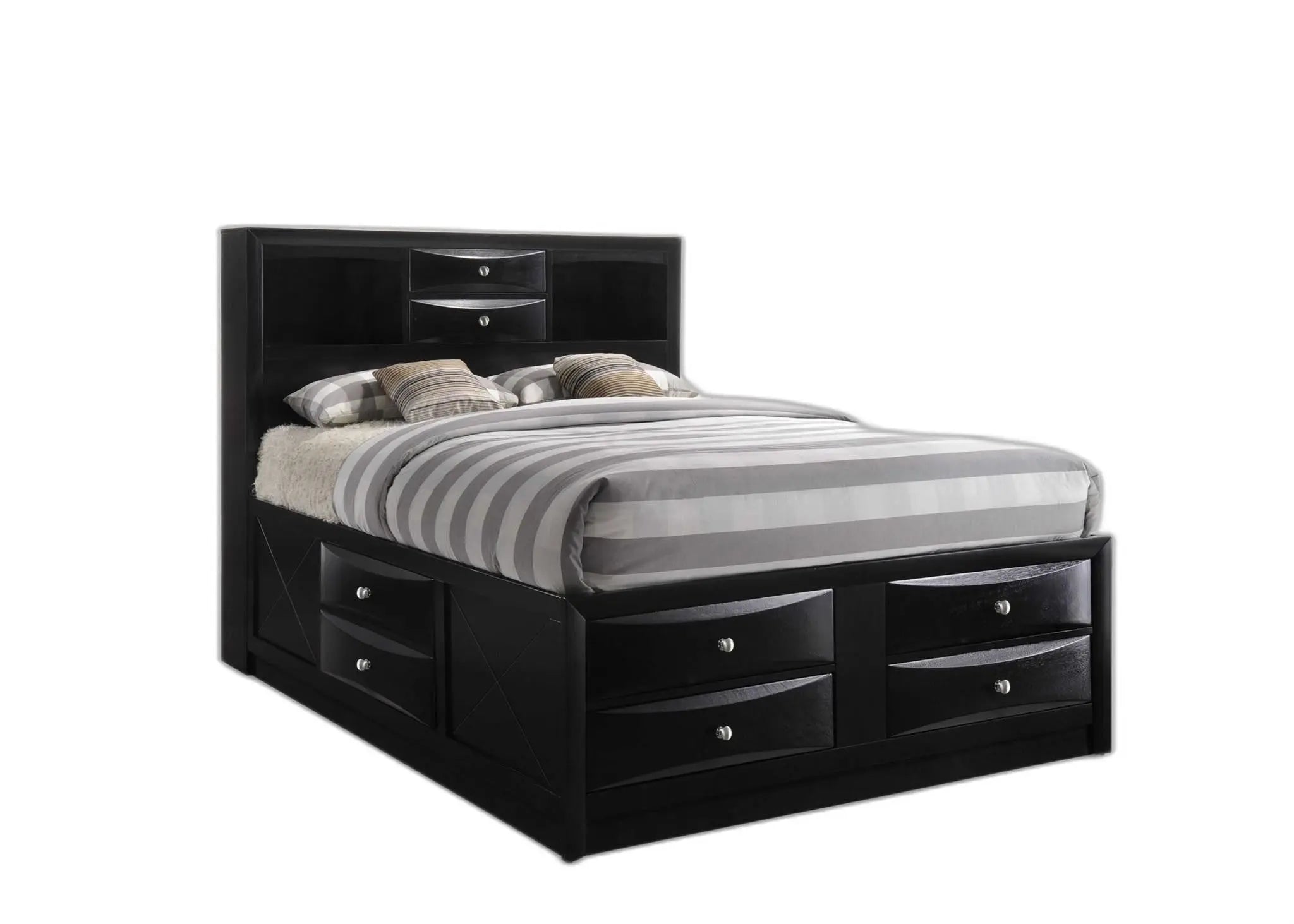 Black Wood King Bed Frame With Drawers Homeroots Bed & Bath