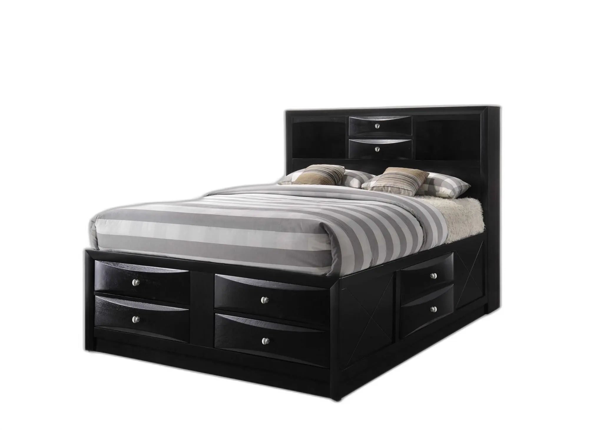 Black Wood King Bed Frame With Drawers Homeroots Bed & Bath