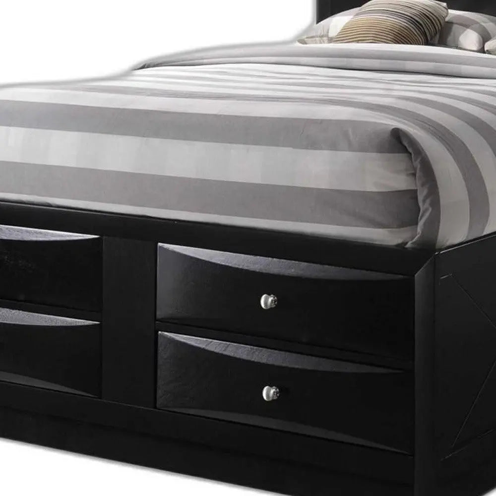 Black Wood King Bed Frame With Drawers Homeroots Bed & Bath