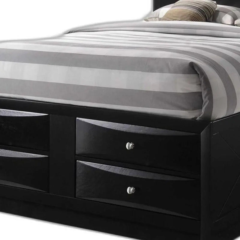 Black Wood King Bed Frame With Drawers Homeroots Bed & Bath
