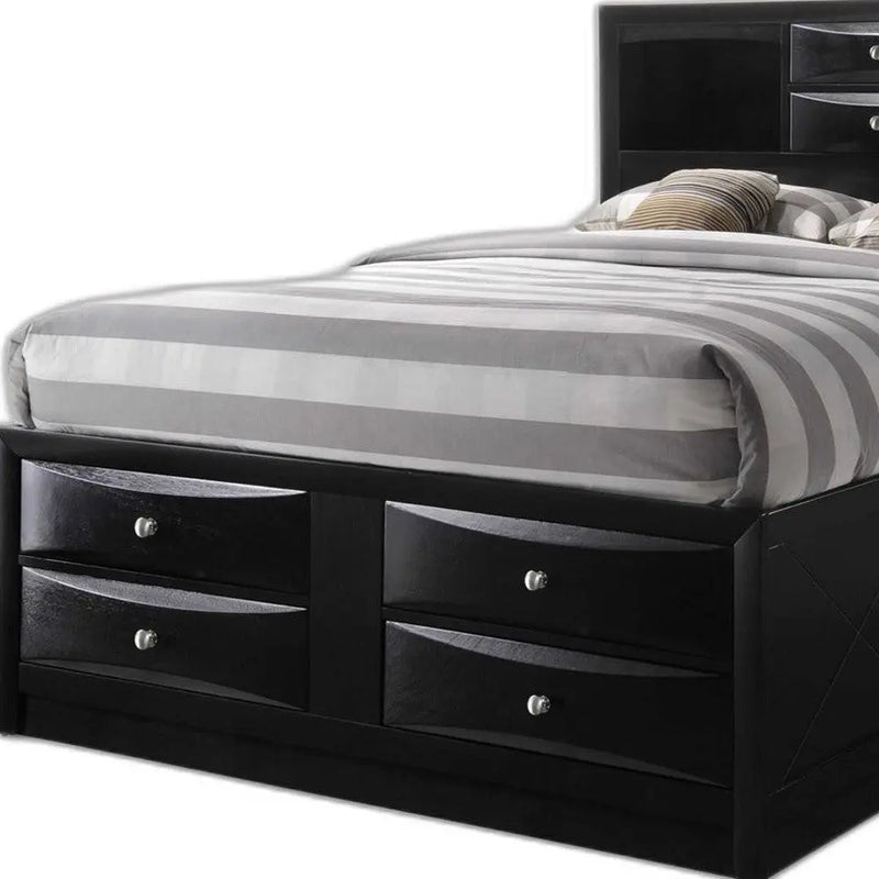 Black Wood King Bed Frame With Drawers Homeroots Bed & Bath